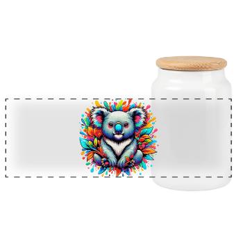 Koala - Panoramic Cookie Jar with Wooden Lid - white - Front