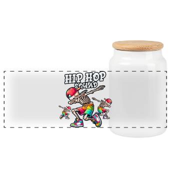 Hip Hop Squad – Cooles Dabbing Skeleton Dab Street - Panorama Keksdose mit Holzdeckel - Weiß - Vorne