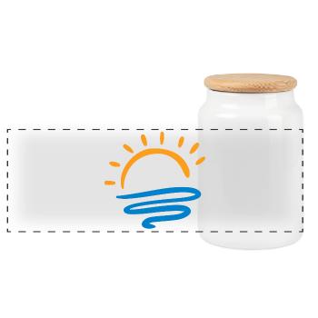 Sun & Sea - Panoramic Cookie Jar with Wooden Lid - white - Front