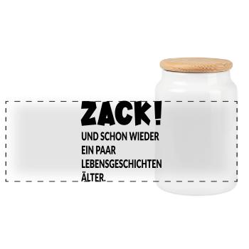 GEBURTSTAG - ÄLTER WERDEN - Panorama Keksdose mit Holzdeckel - Weiß - Vorne