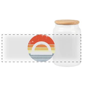 Vintage Lineal - Panorama Keksdose mit Holzdeckel - Weiß - Vorne