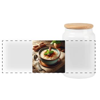 Rice pudding - Panoramic Cookie Jar with Wooden Lid - white - Front