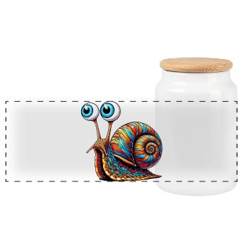 Snail - Panoramic Cookie Jar with Wooden Lid - white - Front