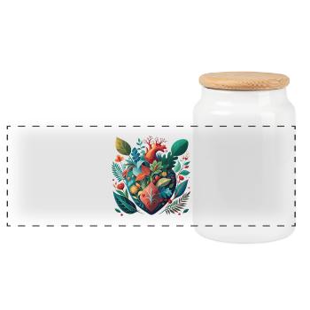 Cœur botanique arc-en-ciel - Boîte à biscuits avec couvercle en bois - blanc - Devant