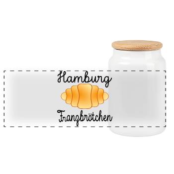 HAMBURG FRANZBRÖTCHEN - Panorama Keksdose mit Holzdeckel - Weiß - Vorne