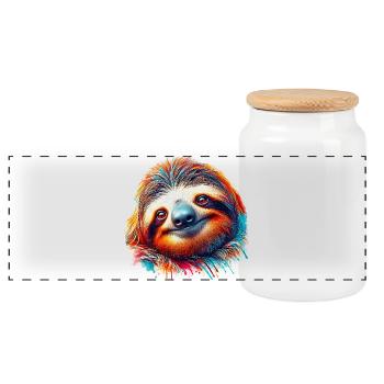 Sloth - Panoramic Cookie Jar with Wooden Lid - white - Front