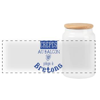 Crêpes au balcon piège à bretons - Bretagne BZH - Boîte à biscuits avec couvercle en bois - blanc - Devant