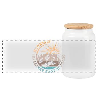 retro nature mountains landscape vintage hiking logo - Panoramic Cookie Jar with Wooden Lid - white - Front