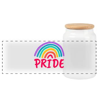 PRIDE pink - Ready for Pride Month! - Panoramic Cookie Jar with Wooden Lid - white - Front