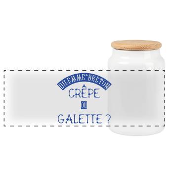 Dilemme Breton : Crêpe ou Galette ? BZH Bretagne - Boîte à biscuits avec couvercle en bois - blanc - Devant