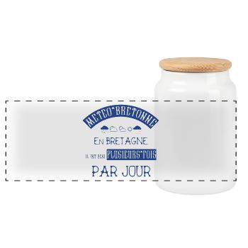 Météo Bretagne Beau temps plusieurs fois par jour - Boîte à biscuits avec couvercle en bois - blanc - Devant