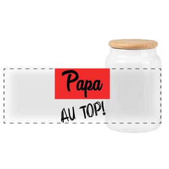 HAPPY FATHER'S DAY. DAD. FATHER'S DAY. FATHER - Panoramic Cookie Jar with Wooden Lid - white - Front