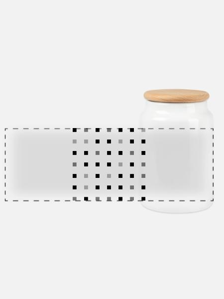 Square Grid - Panoramic Cookie Jar with Wooden Lid - white