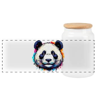 Panda - Panoramic Cookie Jar with Wooden Lid - white - Front