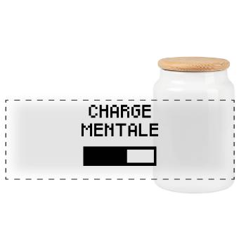Charge Mentale – Batterie Qui se Vide - Femme - Boîte à biscuits avec couvercle en bois - blanc - Devant