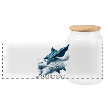 Super Cat Persian White Persian Cat Gift - Panoramic Cookie Jar with Wooden Lid - white - Front