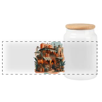 Atmosphère : marché marocain - Boîte à biscuits avec couvercle en bois - blanc - Devant