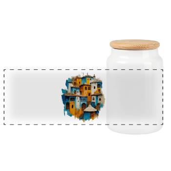 Old Town Beautiful - Panoramic Cookie Jar with Wooden Lid - white - Front