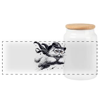 Magic Persian White Persian Cat Gift - Panoramic Cookie Jar with Wooden Lid - white - Front
