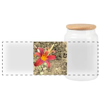 Lys en contraste sépia - Boîte à biscuits avec couvercle en bois - blanc - Devant