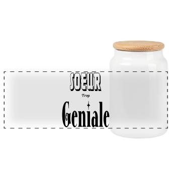 Sœur Trop Géniale Frangine - Boîte à biscuits avec couvercle en bois - blanc - Devant