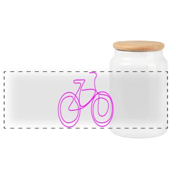 LINE ART FAHRRAD PINK MINIMALISMUS - Panorama Keksdose mit Holzdeckel - Weiß - Vorne