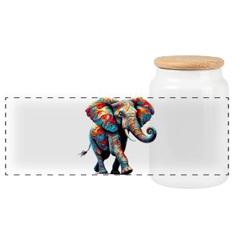 Elefant - Panorama Keksdose mit Holzdeckel - Weiß - Vorne