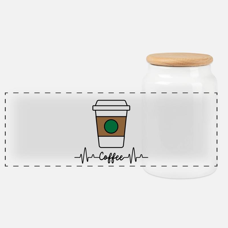 Couleur de la tasse à café - Boîte à biscuits avec couvercle en bois - blanc