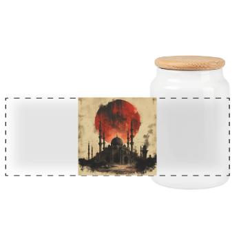 Sunrise Masjid - Panorama Keksdose mit Holzdeckel - Weiß - Vorne