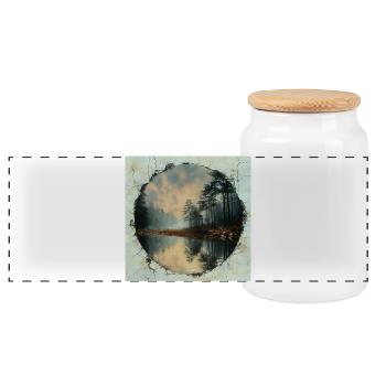 Longing for nature - Panoramic Cookie Jar with Wooden Lid - white - Front