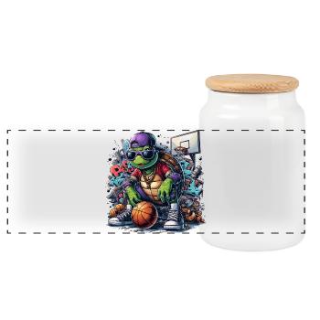 Graffiti de lunettes de soleil tortue de basket-ball - Boîte à biscuits avec couvercle en bois - blanc - Devant