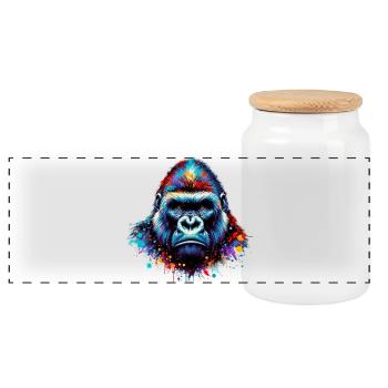 Gorille - Boîte à biscuits avec couvercle en bois - blanc - Devant