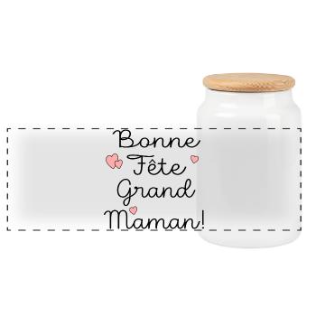 BONNE Fête GRAND-MAMAN - MAMIE - MÈRES - Boîte à biscuits avec couvercle en bois - blanc - Devant