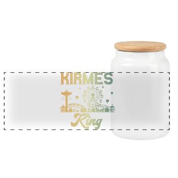 Funfair, King, Fair, Fair, Folk Festival - Panoramic Cookie Jar with Wooden Lid - white - Front