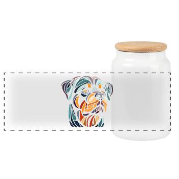 tete chien rottweiler géometrie polygone art - Boîte à biscuits avec couvercle en bois - blanc - Devant