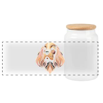 Tete de chien cocker art géométrique polygone art - Boîte à biscuits avec couvercle en bois - blanc - Devant