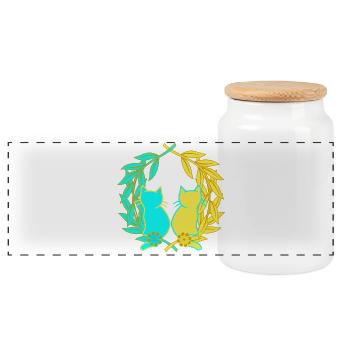 Laurel Wreath Cats Cat Ukraine Animal Welfare - Panoramic Cookie Jar with Wooden Lid - white - Front