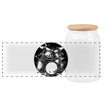 Graphismes de batterie - Boîte à biscuits avec couvercle en bois - blanc - Devant