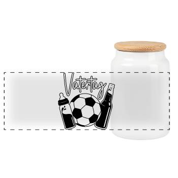 Vatertag Fußball - Panorama Keksdose mit Holzdeckel - Weiß - Vorne
