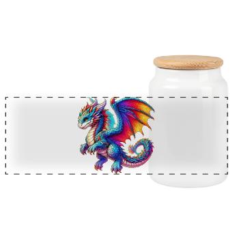 Dragon - Boîte à biscuits avec couvercle en bois - blanc - Devant
