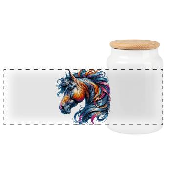Cheval - Boîte à biscuits avec couvercle en bois - blanc - Devant