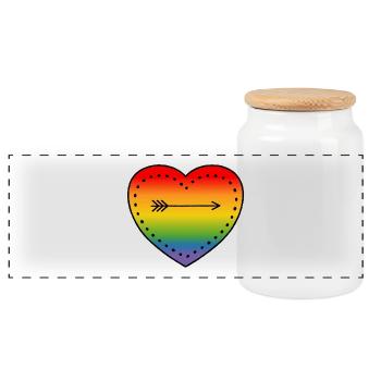 LGBT Shirt heart - Panoramic Cookie Jar with Wooden Lid - white - Front