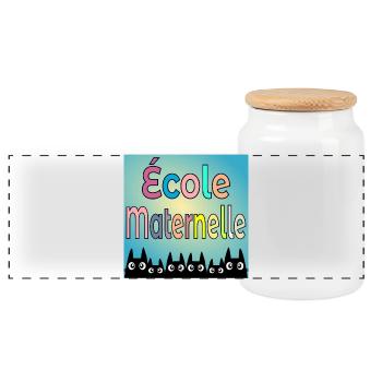 École Maternelle CHATS - Boîte à biscuits avec couvercle en bois - blanc - Devant