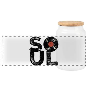 Soul vintage - Panoramic Cookie Jar with Wooden Lid - white - Front