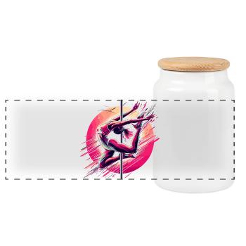 Pole Dance Dynamik pink Geschenk - Panorama Keksdose mit Holzdeckel - Weiß - Vorne