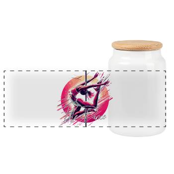 Pole Dance Dynamik pink Geschenk - Panorama Keksdose mit Holzdeckel - Weiß - Vorne