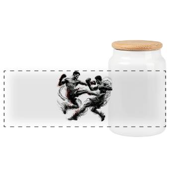 Kickboxen Thaiboxen Muay Thai Boxen Geschenk - Panorama Keksdose mit Holzdeckel - Weiß - Vorne