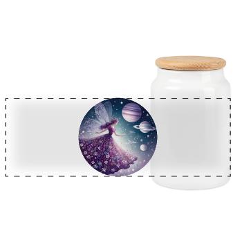 Fairy of Wishes - Panoramic Cookie Jar with Wooden Lid - white - Front
