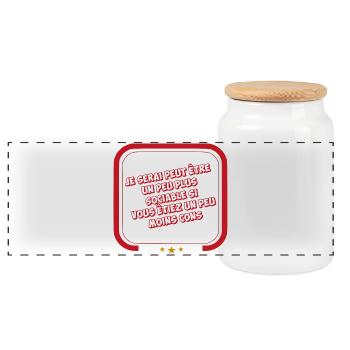 Maybe I'll be more sociable - Panoramic Cookie Jar with Wooden Lid - white - Front
