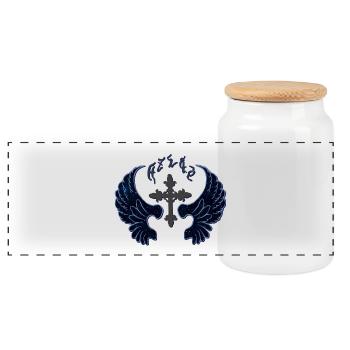 Feder-Flügel, Kreuze, goth, coole Tees - Panorama Keksdose mit Holzdeckel - Weiß - Vorne